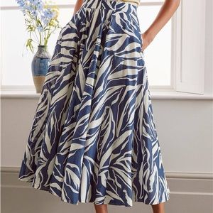 Boden Blue and White Midi Skirt